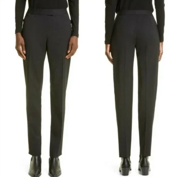 Lafayette 148 New York Irving Straight Leg Stretch Wool Pants Black size 12 - Picture 1 of 7